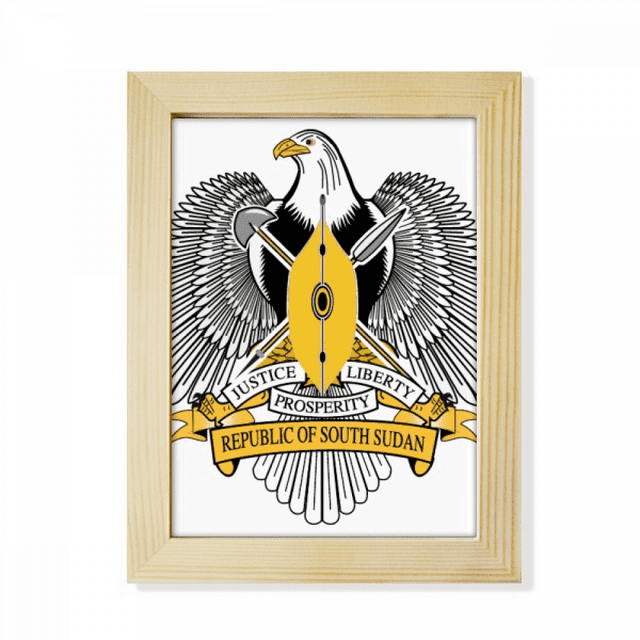 South Sudan Africa National Emblem Desktop Adorn Photo Frame Display Art Painting Wooden