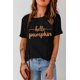 thumbnail image 3 of ABPHQTO Camiseta negra con gráfico de cuello redondo con estampado de purpurina Hello Pumpkin para mujer, 3 of 5