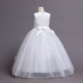 thumbnail image 2 of Vestido de niña de las flores Vestido de princesa con cintura de mariposa sin mangas para niña Vestido de novia largo de malla hinchada para niña, 2 of 6