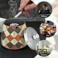 thumbnail image 4 of Yayeee Ashtray with Lid for Cigarette Smokeless Stainless Steel Home Ash Holder, Checkered Pattern, 4 of 7