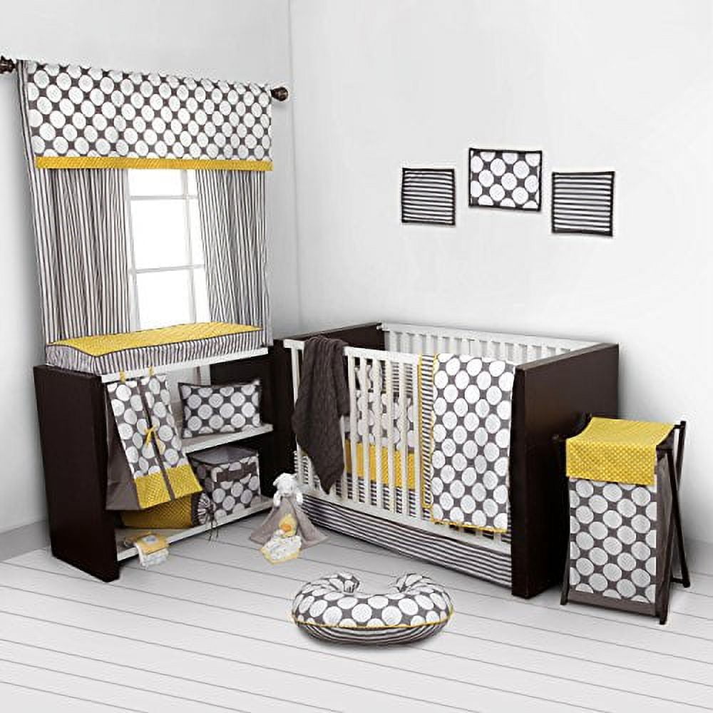 Bacati - Dots/Stripes Grey/Yellow Neutral Quilted Changing Pad Cover