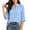Sky Blue, variant on cocolona Womens 3/4 Sleeve V Neck Blouses Casual Loose Solid Color Shirts Basic Outfits Tops