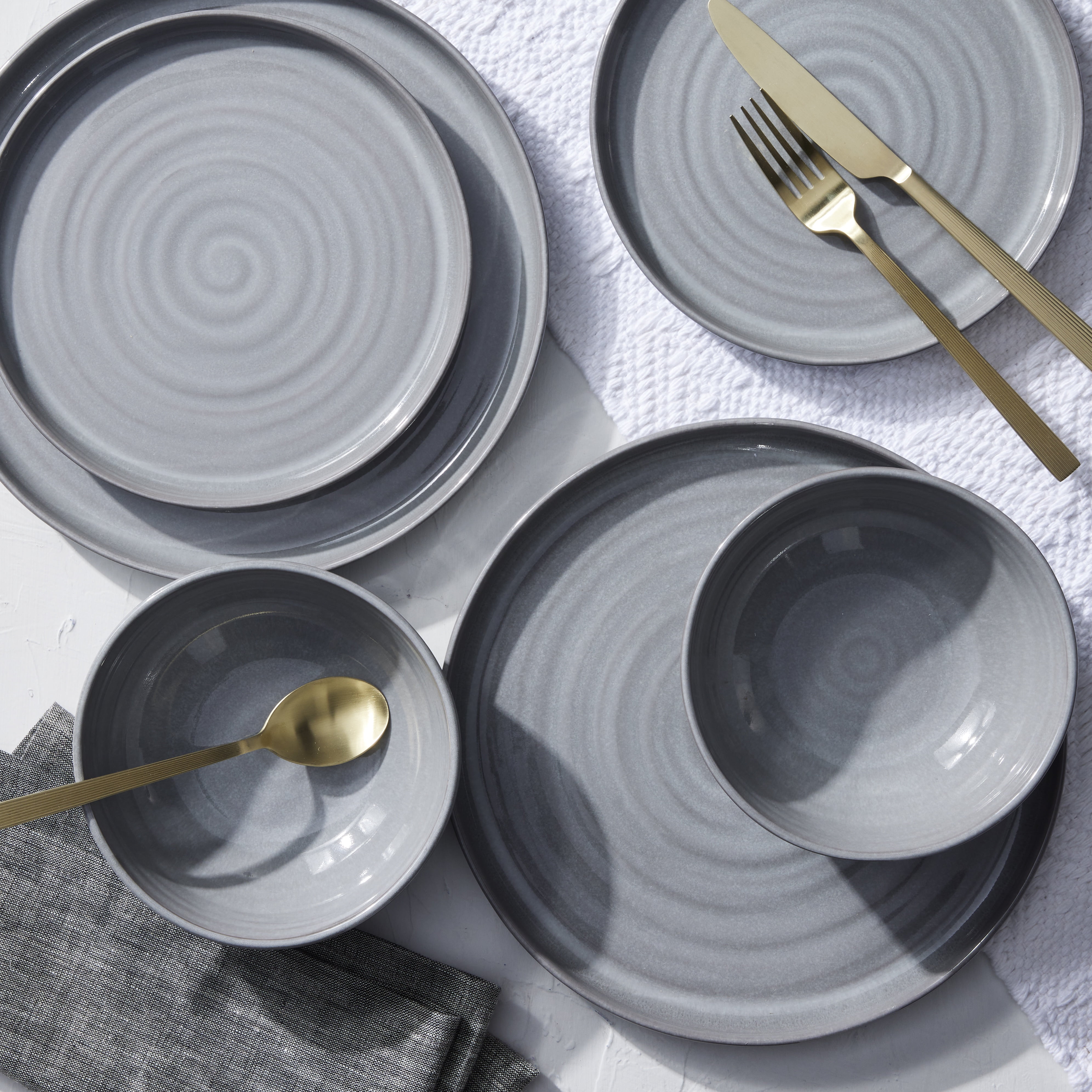Better Homes & Gardens-Collins Grey Stoneware 12-Piece Dinnerware Set