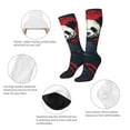 thumbnail image 3 of Xecao Red Black Eastern Panda Warrior print thigh-high socks, crafted for both men and women with a stretchy, high-opaque design perfect for daily wear, 3 of 6