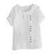 thumbnail image 4 of Vestidos Casuales Para Mujer, Blusas De Mujer De Moda Blusa tipo túnica informal de lino con estampado de peces del océano y botones de manga corta para mujer, 4 of 4