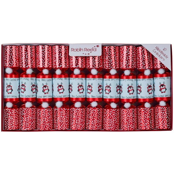 Robin Reed handmade English Festive Christmas Crackers 10 x 8.5" - Penguin Party