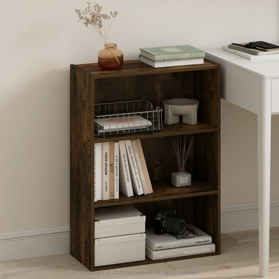 Furinno Simple Open Shelf, Bookcases, 3-Tier, Amber Pine