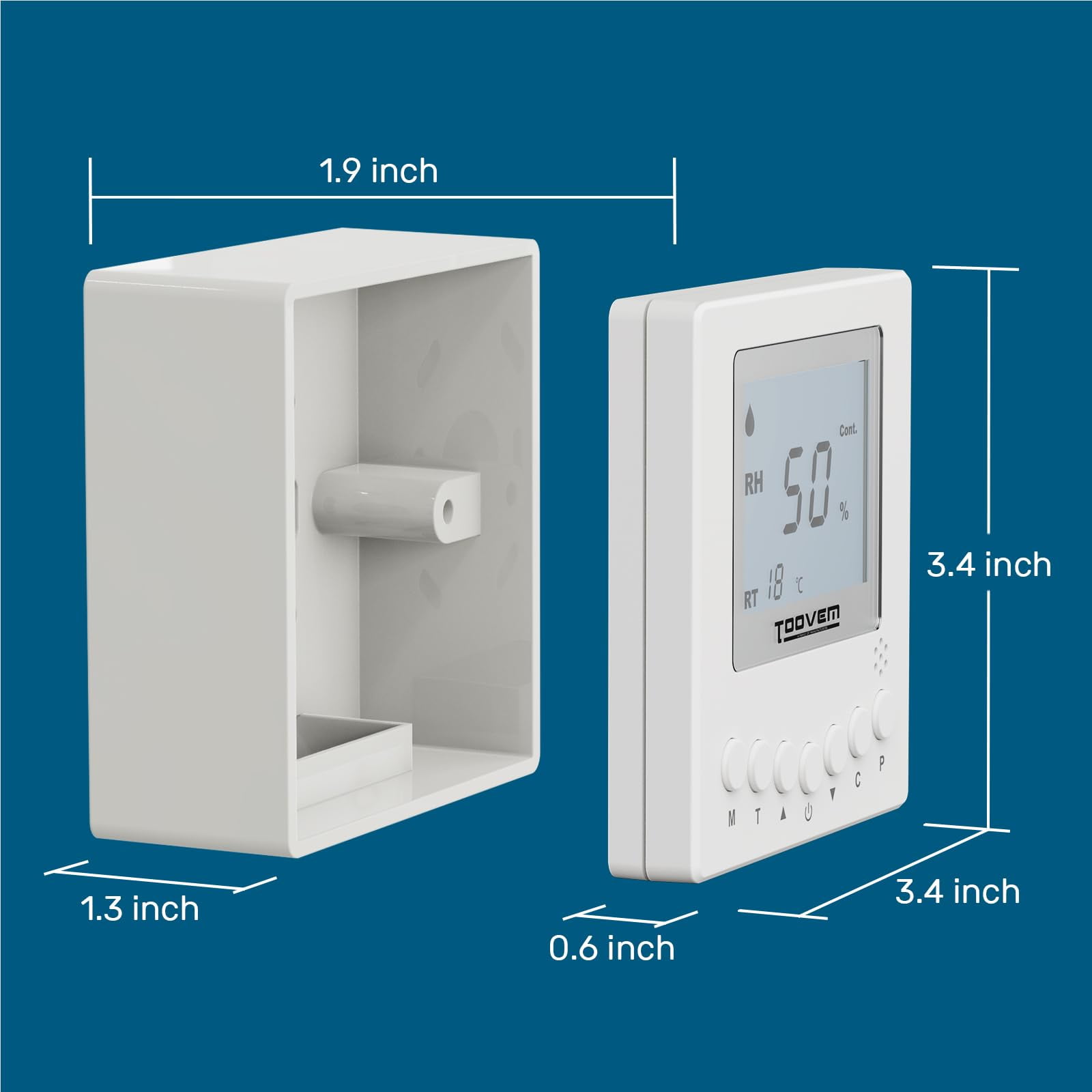 Remote Controller for Digital Humidity and Temperature, Included 26ft Cable Suitable for Argendon Shield 35P/35M,Sandidry 55C Basement/Crawl Space Dehumidifier, White
