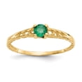 thumbnail image 1 of 14k Yellow Gold 3mm Emerald Birthstone Baby Ring May, 1 of 9