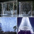 thumbnail image 4 of 100 LED Curtain String Lights, 9.9Ft x 3.3Ft Copper Wire Window Lights Waterproof 8 Modes & Remote, USB Powered Fairy Lights for Outdoor Indoor Bedroom Party Wedding Wall Decoration (Cool White), 4 of 8