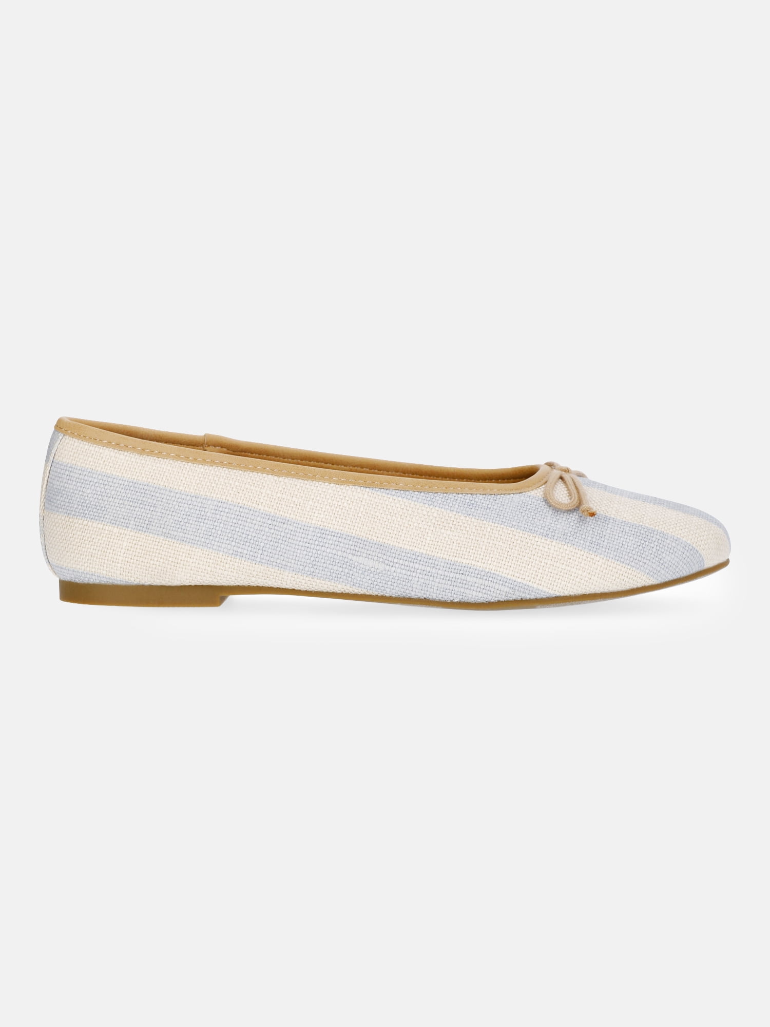 Free Assembly Women's Raffia Striped Ballet Flats with Bow