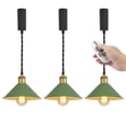 thumbnail image 1 of FSLiving Lampe de Piste Réglable en Hauteur Télécommande Type J avec Base Finition Laiton Mat E26 Rétro Industriel Usine Lampe Verte Dimmable Changement de Couleur pour Cuisine, Personnalisable - 3 Lumières, 1 of 9