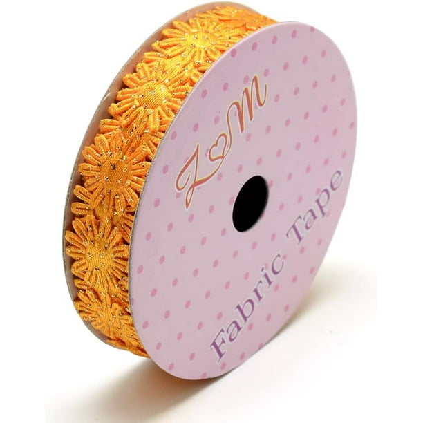 2 rollos de 4 yardas de cintas de poliéster con brillantina, cinta de flores, cinta naranja, accesorio