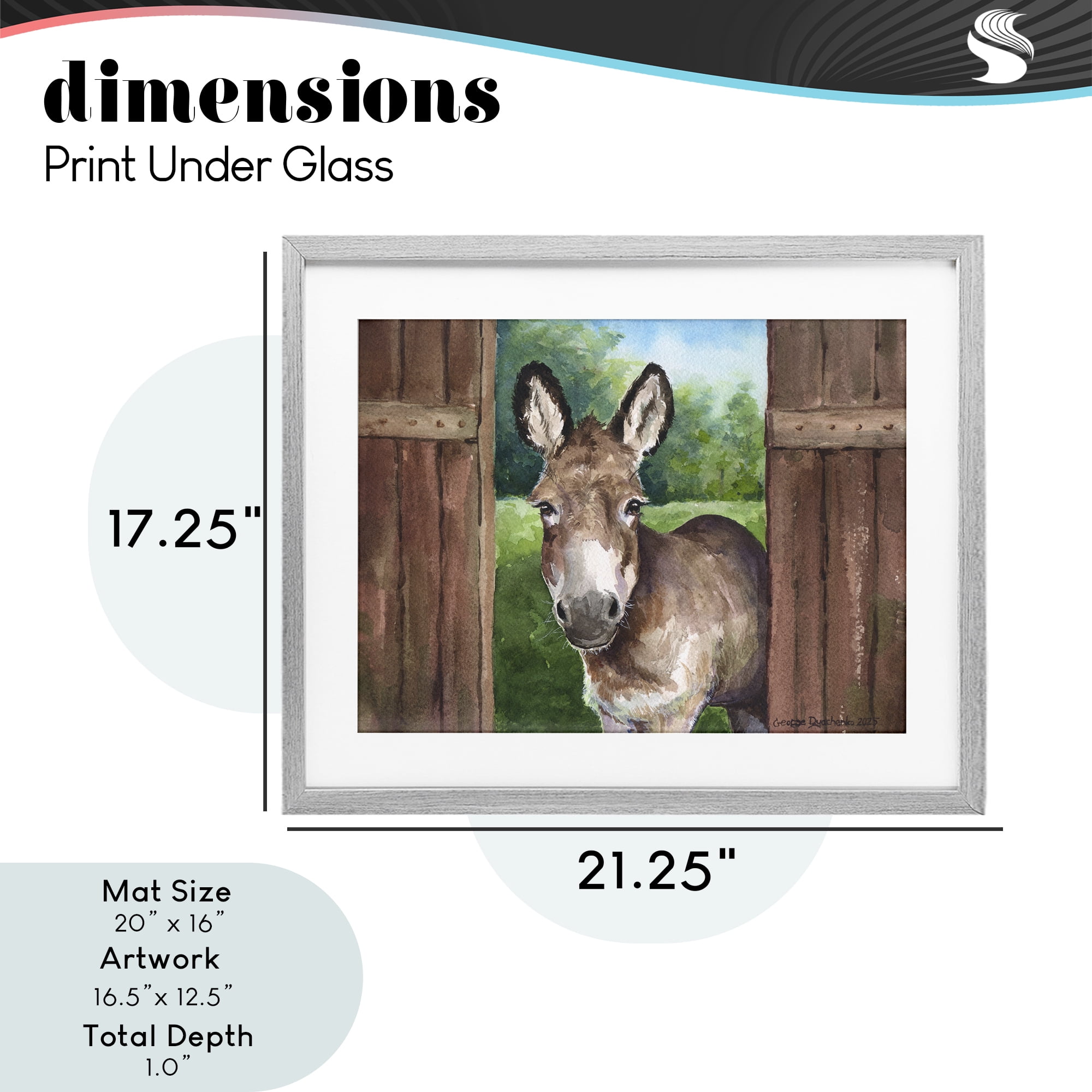 Stupell Industries Donkey in Wooden Gate Gray Framed Print Under Glass, design by George Dyachenko