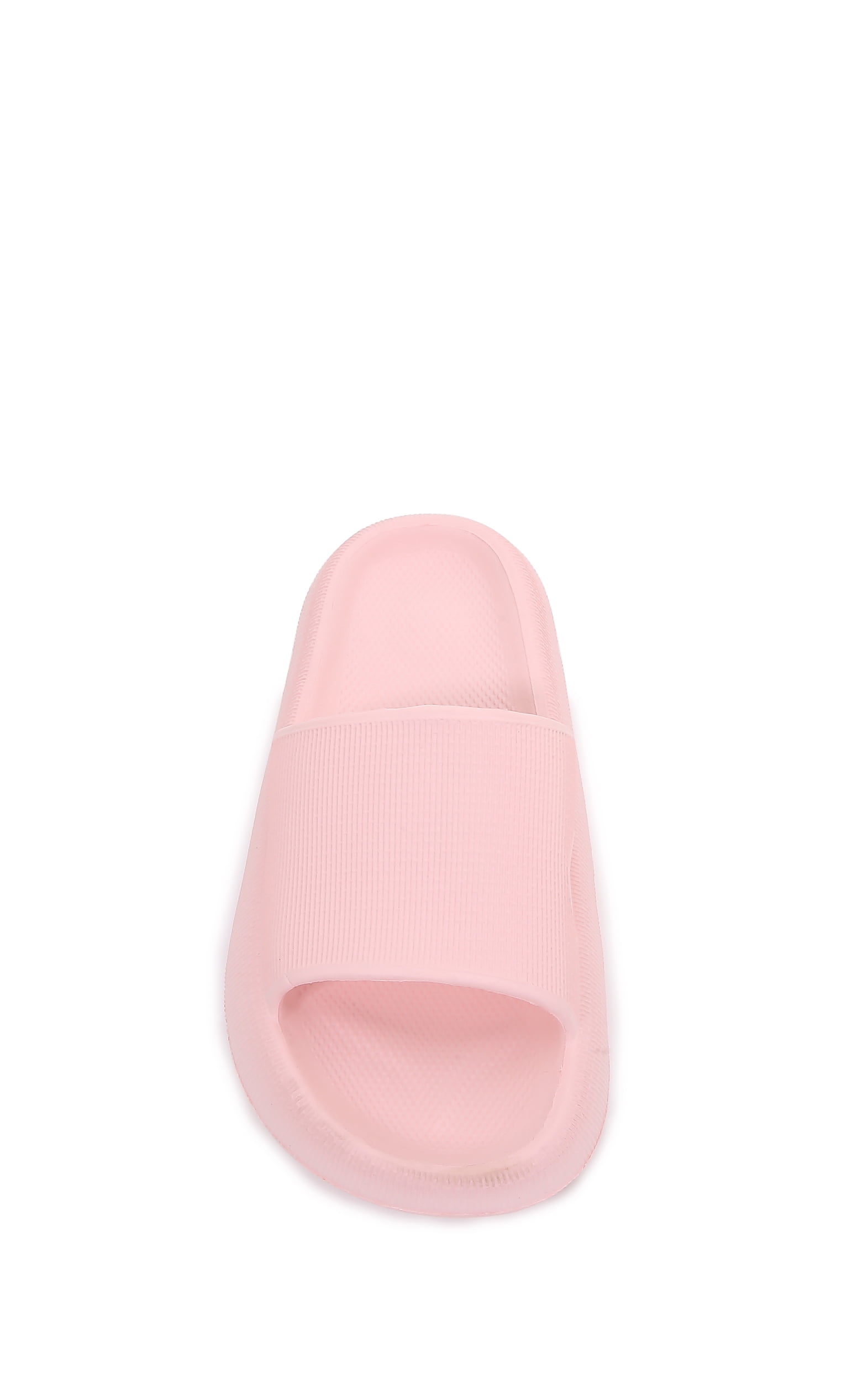 Thick Cushioned Platform Comfy Slippers for Women and Men Summer Beach ?Indoor Outdoor Rubber Open Toe Slides (Pink, Women 8/Men 6)