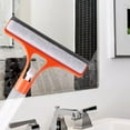 thumbnail image 7 of Xecvkr 3-in-1 Water Spray Glass and Mirror Cleaner, Household Squeegee with Scraper and Brush, Bathroom Tile Floor Window Wiper Tool, Green and Orange, 7 of 7