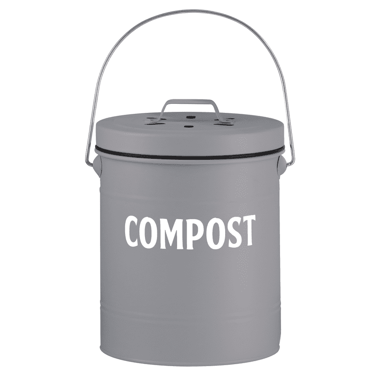Compost Bin for Kitchen Counter by Saratoga Home - Family Sized, Gray