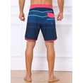 thumbnail image 5 of DARING DIVA Men's Drawstring Waist Color Block Striped Board Shorts 30 Dark Blue, 5 of 6