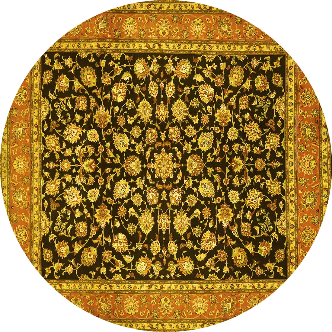 Ahgly Company Indoor Round Persian Yellow Traditional Area Rugs, 5