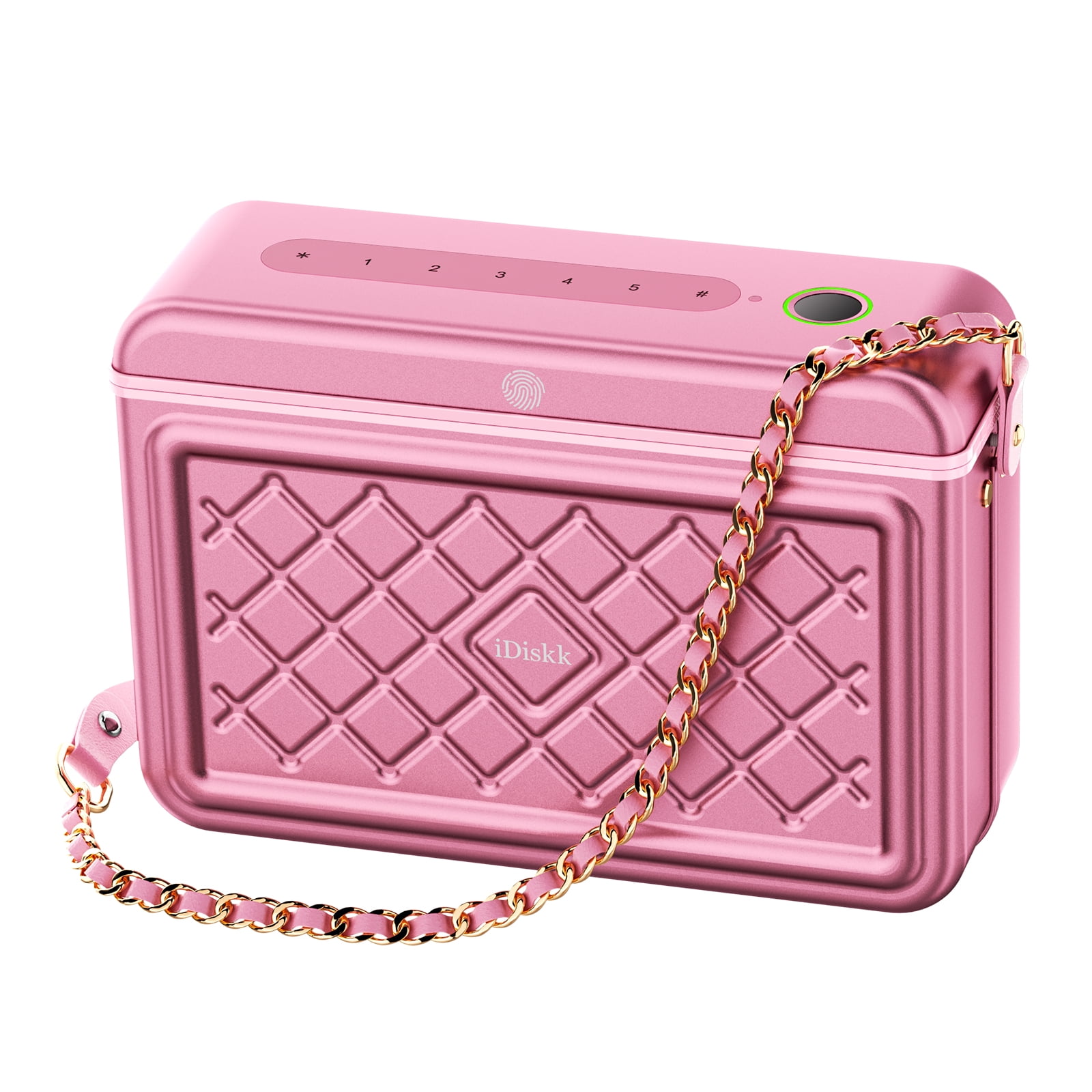 iDiskk MFi Certified 2-in-1 Security Lockable Crossbody Bag with Fingerprints Lock for Women, Shoulder Bag Anti-Theft with Fingerprint & Password Unlocking Built-in 8000mAh 1-Pack Pink