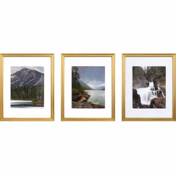 Studio Decor 3 Pack Gallery Gold Frame with Mat – Elegant Wall Photo Frame Set - White Mat - Polished Gold Finish - 11" x 14" / 8" x 10" Display - 1 Pack