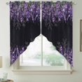 thumbnail image 2 of Purple Lavender Swag Valances for Windows 2 Pack, Kitchen Window Curtains 36 Inch Length, Spring Watercolor Wildflowers Plant Black Privacy Swag Curtains for Living Room/Bathroom 36"x36", 2 of 8