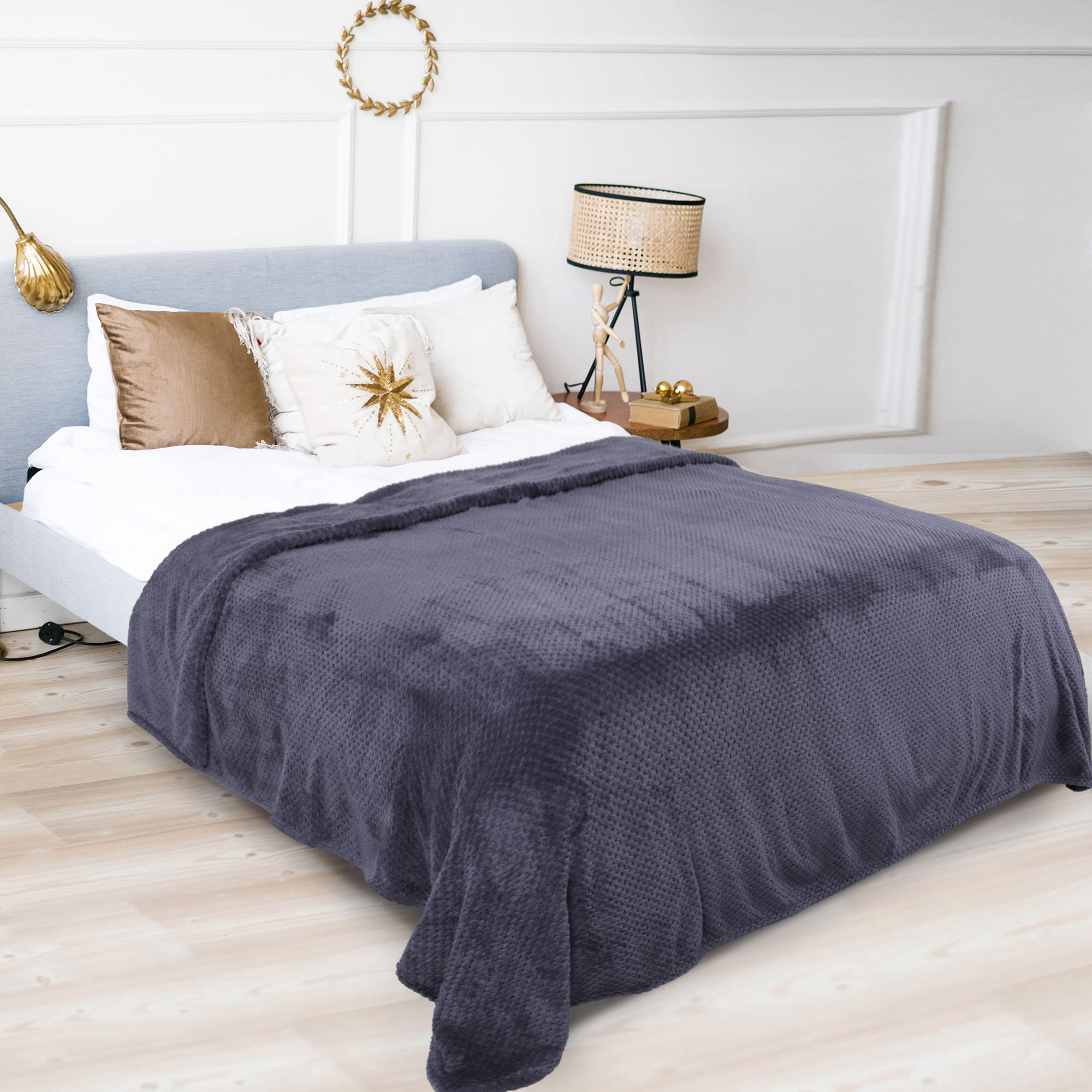 Unique Bargains Soft Flannel Fleece Velvet Blanket Light Purple 70" x 78"