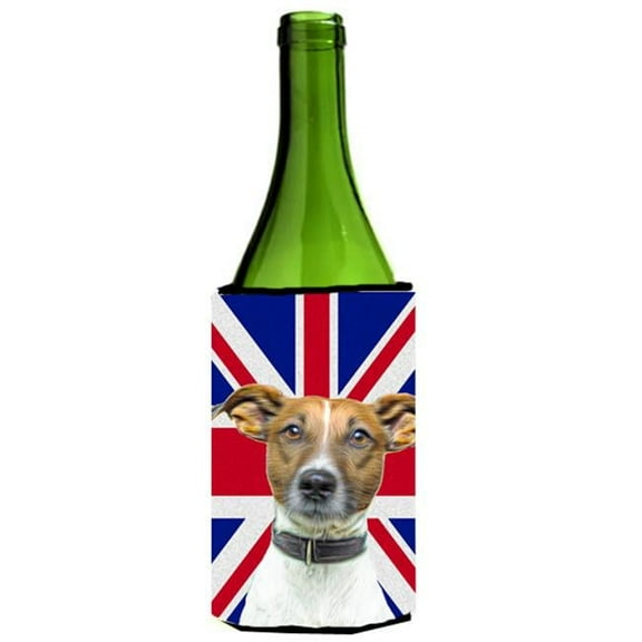 Jack Russell Terrier with English Union Jack British Flag Wine bottle sleeve Hugger