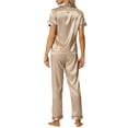 thumbnail image 3 of Conjunto de pijama de 2 piezas para mujer INSPIRE CHIC, camisa de dormir con botones y pantalones, ropa de noche, color champán, 3 of 6
