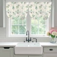 thumbnail image 5 of Summer Daisy Tie Up Curtain 45 Inches Long, Eucalyptus Leaves Flower Farmhouses Retro Balloon Style Kitchen Window Curtain Over Sink, Small Window Rod Pocket Curtain 52"x45", 5 of 9
