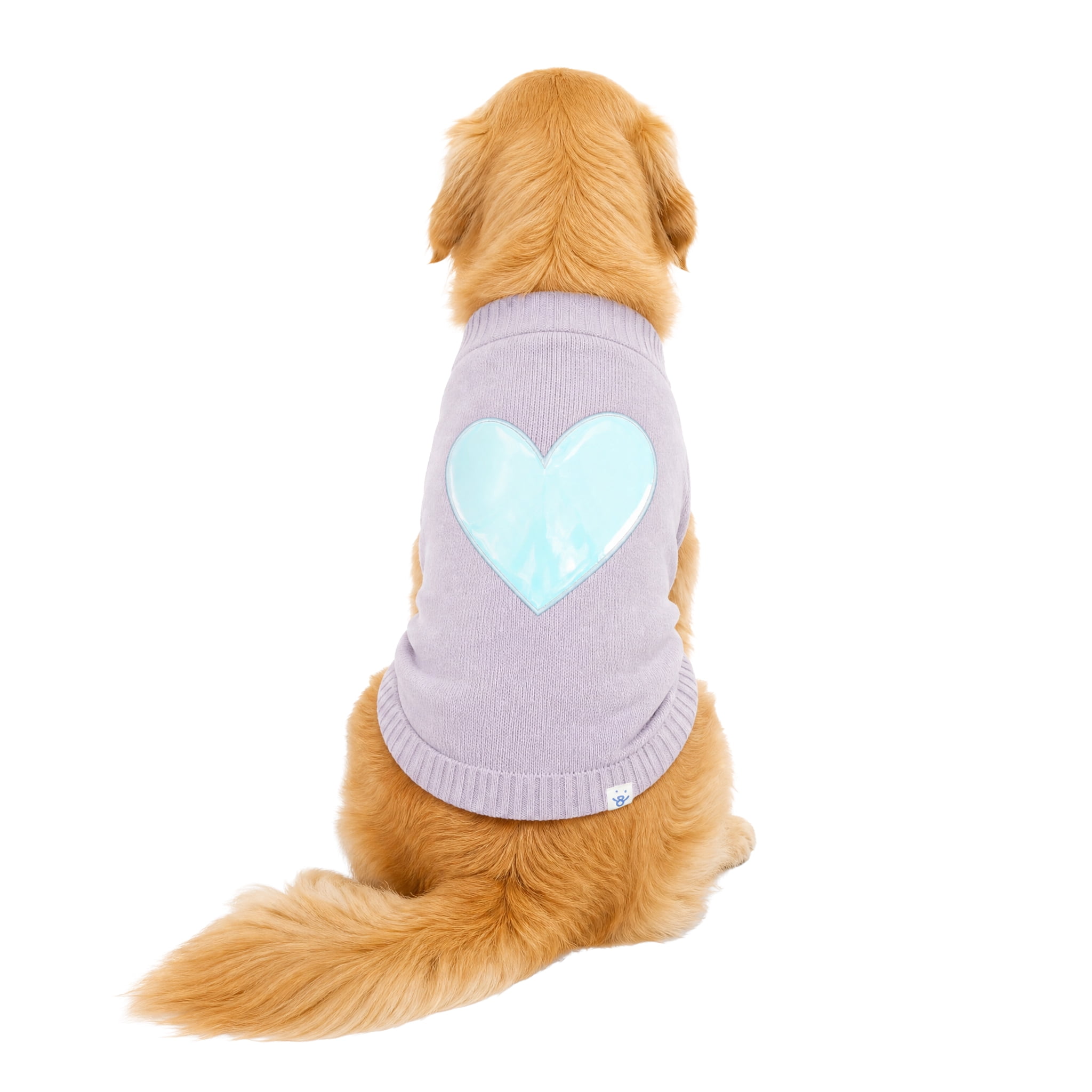 Oodles Iridescent Heart Fall Dog Sweater, Purple, XL