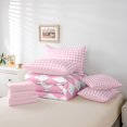 thumbnail image 6 of Homewish Bohemain Rhombus Print 7-Piece Twin Bedding Sets,Minimalsim Geometric Aesthetic Bedding Comforter Set,Pink White Sheet Sets For Girls Teens,Breathable Home Decor Reversible, 6 of 8
