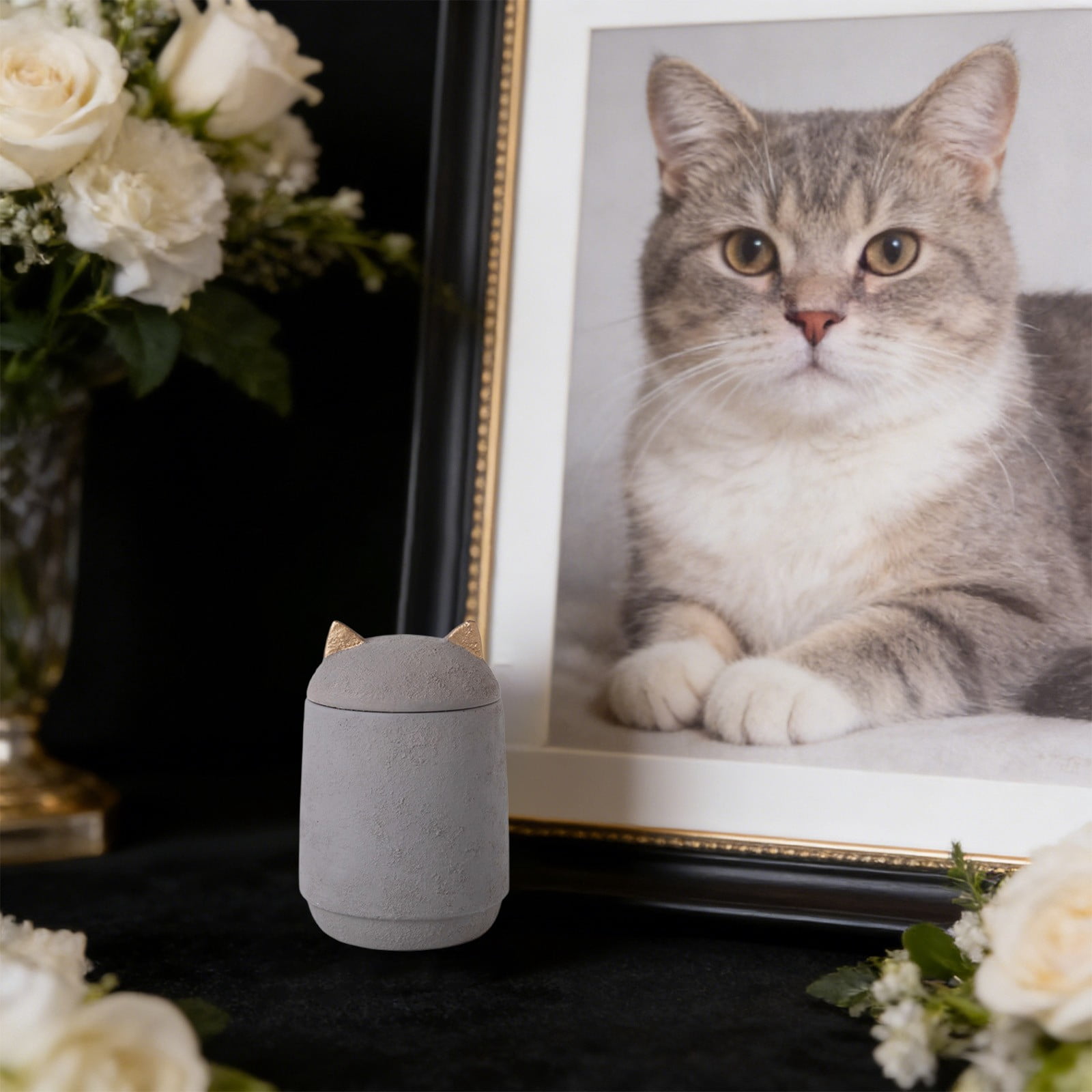 Pet Urns for Dogs and Cats with Secure Seal & Anti-Slip Felt Bottom, Animal Urn for Dog Ashes, Cat Ashes & Any Pet Gray
