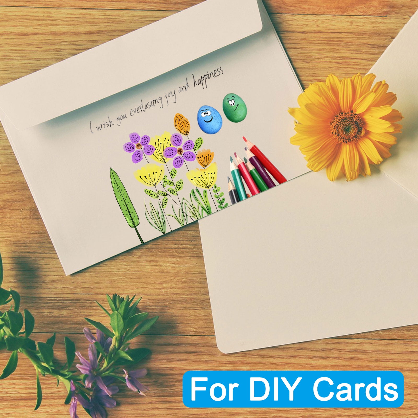 Blank Cards and Envelopes 4x6, 100 Set Blank Note Cards and Envelopes Bulk Thank You Cardstock for DIY, Black
