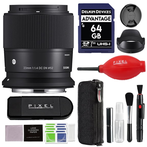 Sigma 23mm f/1.4 DC DN Contemporary Lens for RF Mount with Advanced Accessory and Travel Bundle (Sigma 4-Year USA Warranty) | Sigma 23mm f1.4 rf mount