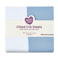 thumbnail image 5 of Parent's Choice Cotton Fitted Crib Sheets for Baby Boys, White and Blue, 2-Pack, 5 of 6