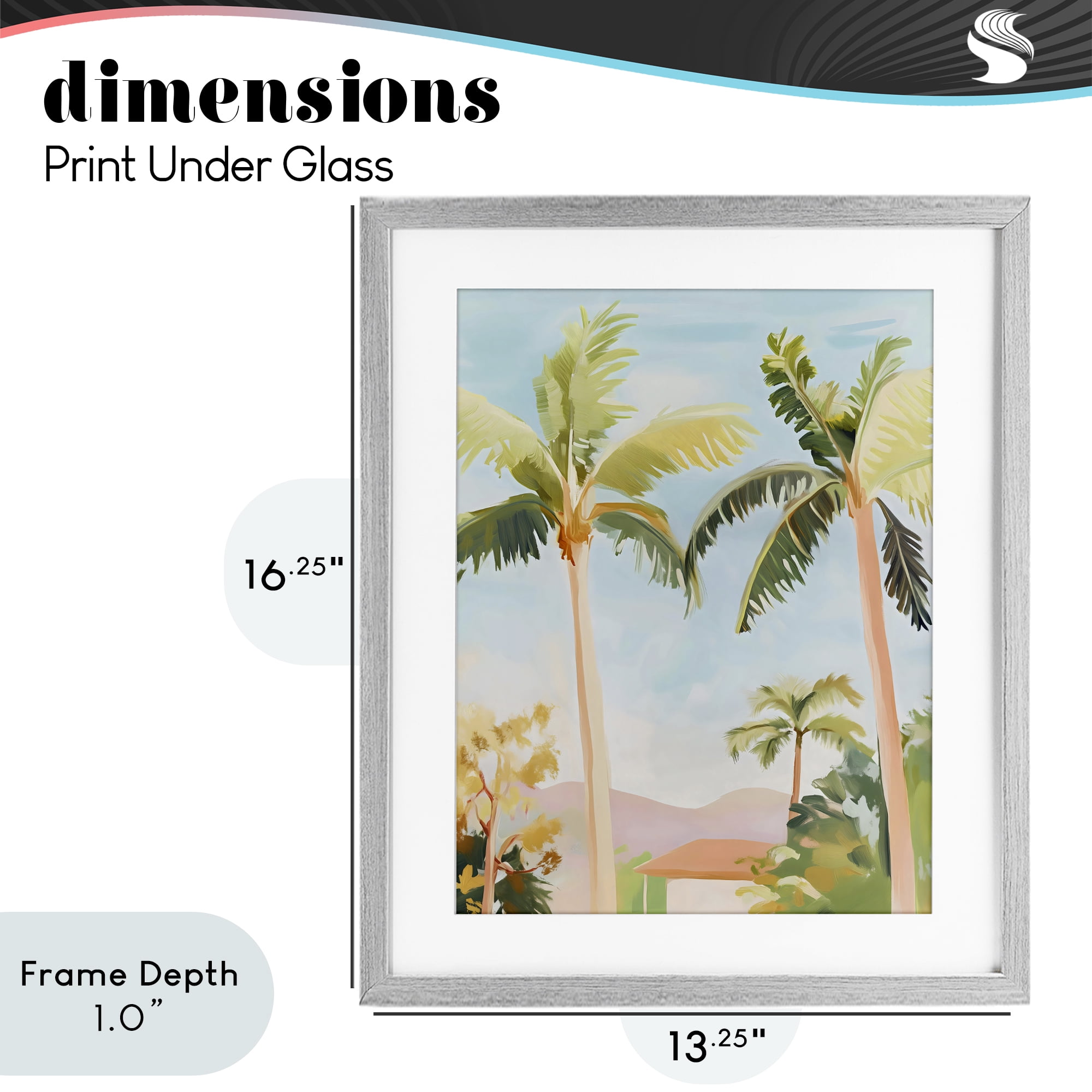 Stupell Industries Rising Above Tropical Palms Gray Framed Print Under Glass, design by The Prints Vibe