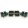 thumbnail image 1 of Costway 8 PCS Patio Furniture Set with Washable Cushions and Tempered Glass Coffee Table Turquoise, 1 of 8