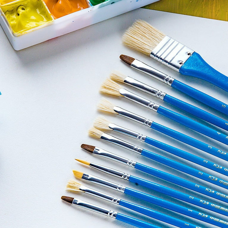 yuancheng filbert paint brushes set, 12 pcs synthetic nylon professional  artist paint brushes for watercolor, oil painting, acrylic, fa