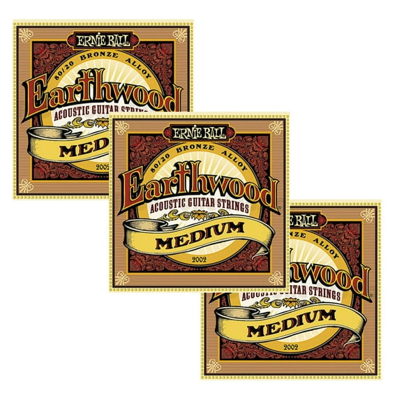 Ernie Ball Guitar Strings 3-Pack Acoustic Earthwood Medium 13-56 2002