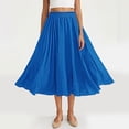 thumbnail image 2 of Alkepwun Women's Skirts Solid Color Flax Lightweight Breathable Elastic High Waist A-Line Full-Skirt Casual Pleated Flowy Boho Beach Maxi Skirt, 2 of 9