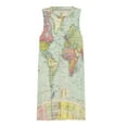thumbnail image 3 of WORLD MAP Print Spring Summer Dresses for Women Fashion T-shirt Dress Casual Sleeveless Loose Sundress with Pockets, 3 of 5