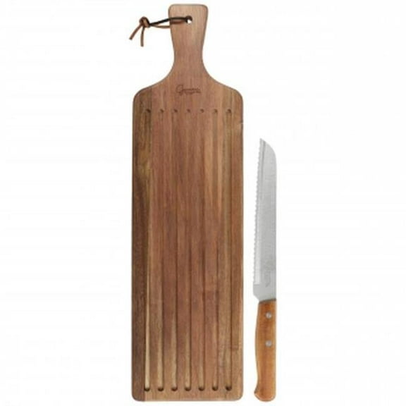 Gibson Elite 143829.02 Acacia Wood Serving Board & Bread Knife Set, Brown - 2 Piece