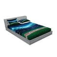 thumbnail image 2 of Ambesonne Sports Fitted Sheet & Pillow Sham Set, Baseball Stadium Night, Full, Green Blue, 2 of 2