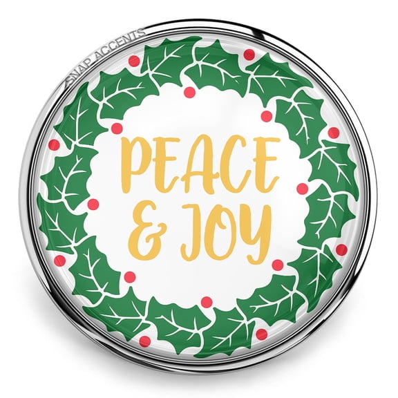 Peace Joy Christmas Snap Jewelry Ginger Charm Button, For Interchangeable DIY Customizable Accessories