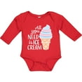 thumbnail image 3 of Inktastic All You Need is Ice Cream with Ice Cream Cone Boys or Girls Long Sleeve Baby Bodysuit, 3 of 5