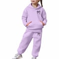thumbnail image 5 of Gelikeya Girls Graphic Jogging Suits Sweatsuits 2 Piece Set Oversized Hoodie and Sweatpants Fall Winter Clothes (Purple, 12-13 Years), 5 of 7