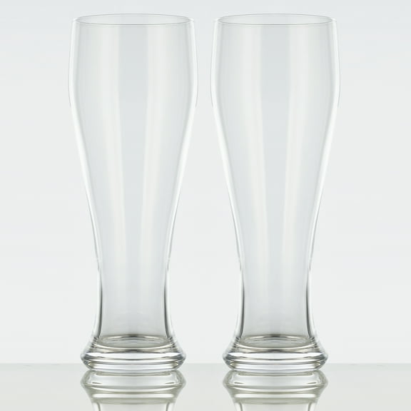 Burns Glass Jumbo Pilsner Glass 24 oz Wide Top, Heavy Base, Craft Beers, Lagers, Ales (Set of 2)