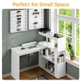 thumbnail image 6 of Advwin Manicure Table Nail Desk with Dust Collector, L-Shaped Nail Tech Desk with Storage Shelf, Rotating Reversible Beauty Nail Salon Station for Salon & Home Use, White, 6 of 11