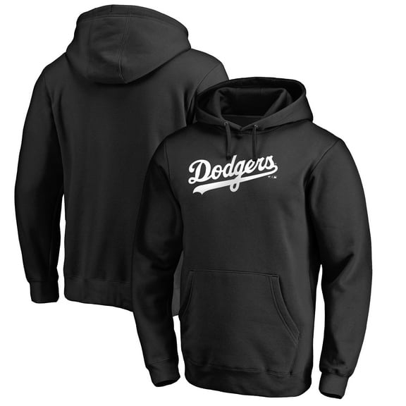 Men's Black Los Angeles Dodgers Official Wordmark Fitted Pullover Hoodie